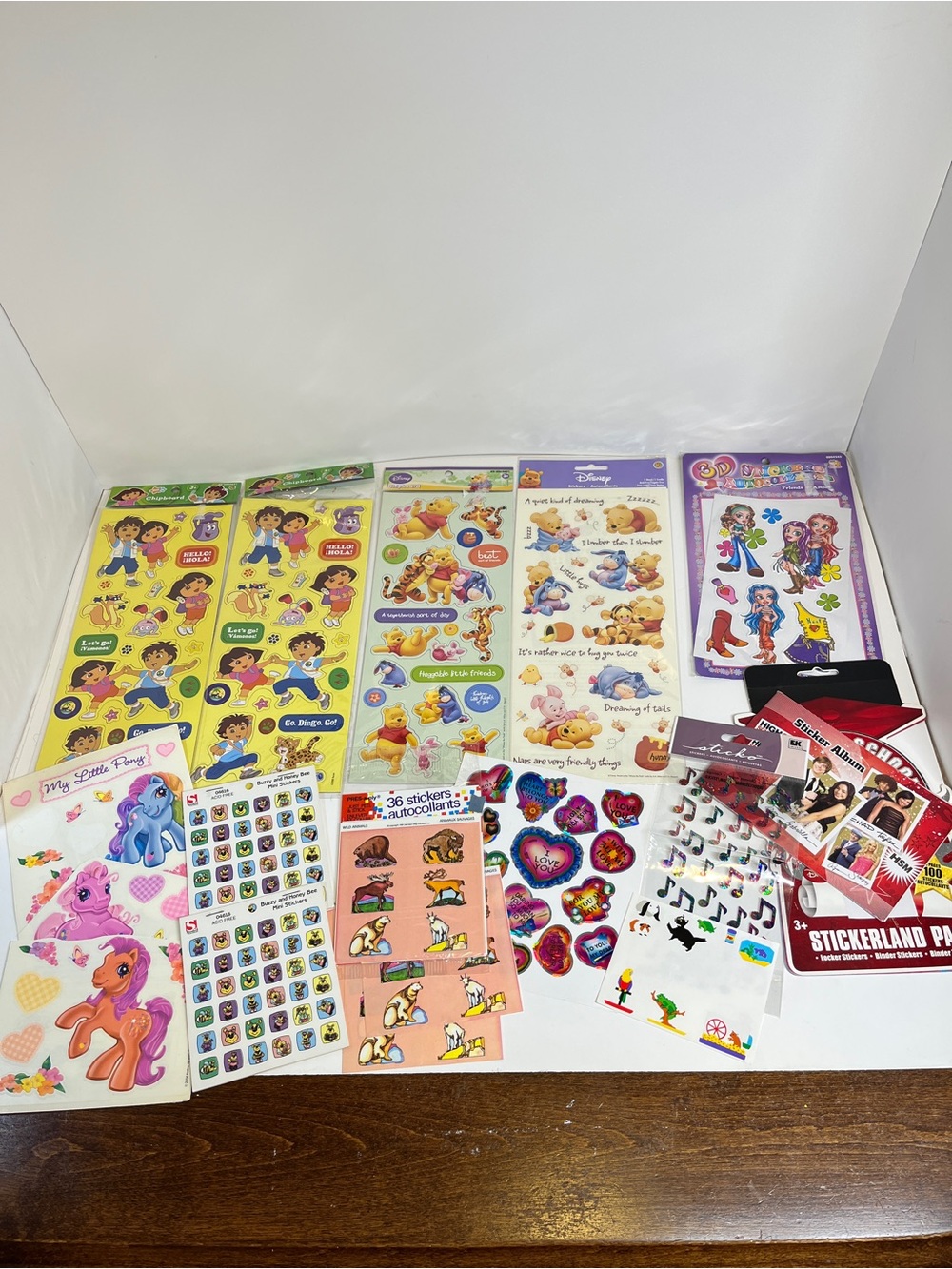 Vtg Y2k Kids Stickers Lot Sticker Chipboard MLP Dora Winnie The Pooh Animals